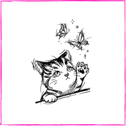 Cat And Butterfly Embroidery
