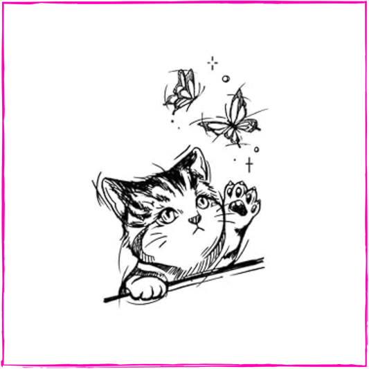Cat And Butterfly Embroidery
